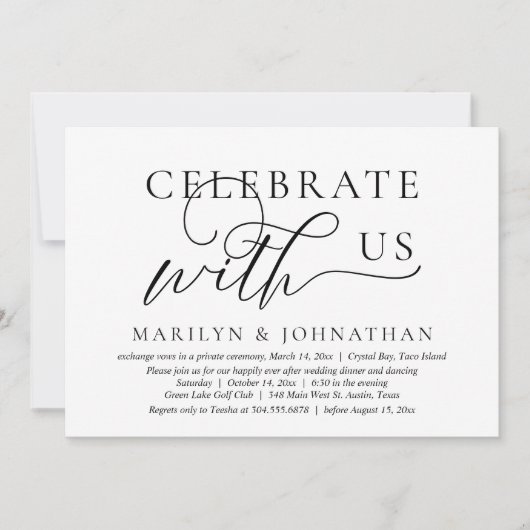 Invitation Célébrez avec nous Mariage Intime Dîner Danse (Devant)