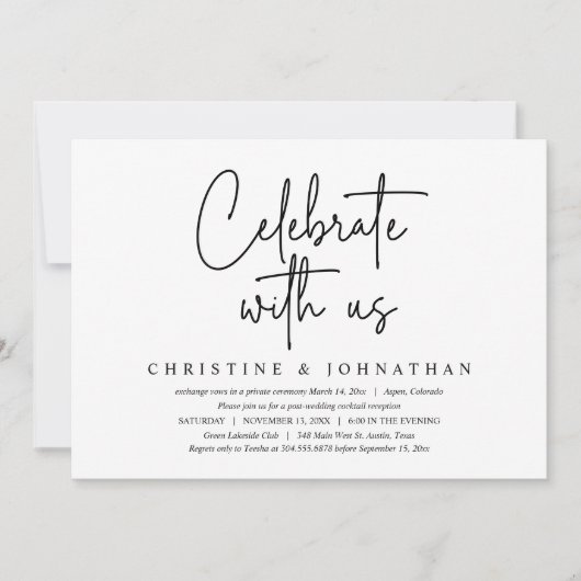 Invitation Célébrez avec nous, Mariage Intime Fête (Devant)