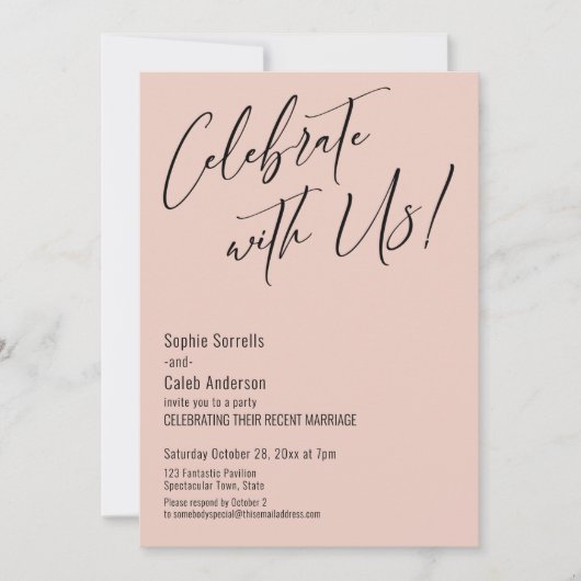 Invitation Célébrez avec nous ! Mariage moderne rose blush (Devant)