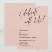 Invitation Célébrez avec nous ! Mariage moderne rose blush (Devant / Derrière)