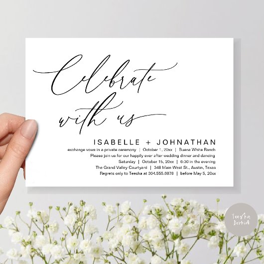 Invitation Célébrez avec nous, Mariage romantique Diner Party