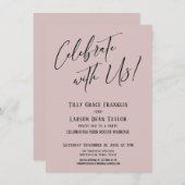 Invitation Célébrez avec nous ! Mariage Rose Poussiéreuse Mod (Devant / Derrière)