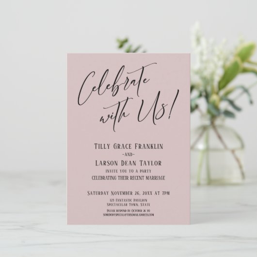 Invitation Célébrez avec nous ! Mariage Rose Poussiéreuse Mod (Debout devant)
