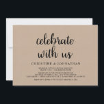 Invitation Célébrez avec nous, Mariage Rustique Fuite de Mari<br><div class="desc">Magnifique célébration avec nous,  Mariage Annonce de Mariage / Carte d'invitation,  en kraft brun rustique,  design simple et minimaliste. C'est parfait pour votre réception de mariage et votre fête de célébration post-mariage. Ajoutez vos détails dans la même police / lettrage.
#TeeshaDerrick</div>