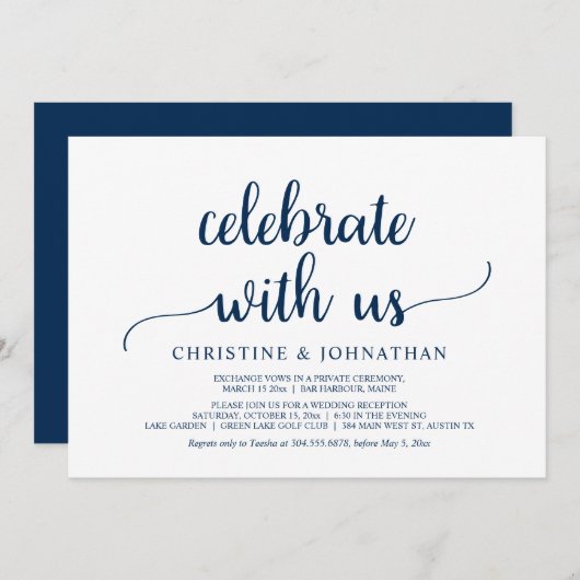 Invitation Célébrez avec nous, Mariage Rustique Fuite de Noce (Devant / Derrière)