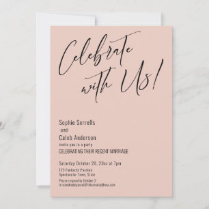 Invitation Célébrez avec nous ! Moderne Fête de Mariage Rose 
