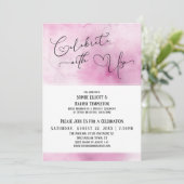Invitation Célébrez avec nous Pink White Watercolor Réception (Debout devant)