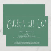 Invitation Célébrez avec nous ! Police Moderne Verte Réceptio (Devant / Derrière)