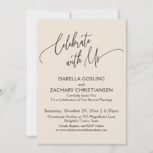 Invitation Célébrez avec nous Pretty Handwriting Cream