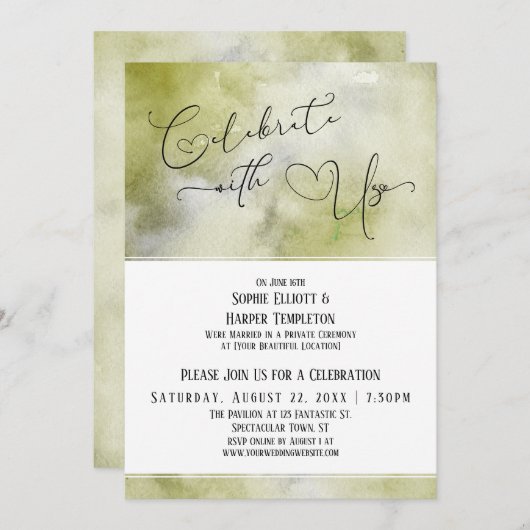 Invitation Célébrez avec nous Réception aquarelle aux tons te (Devant / Derrière)