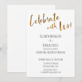 Invitation Célébrez avec nous ! Réception avec écriture dorée (Devant / Derrière)
