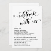 Invitation Célébrez avec nous Réception Cœurs Noir & Blanc (Devant / Derrière)