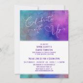 Invitation Célébrez avec nous Réception de cœurs à l'aquarell (Devant)