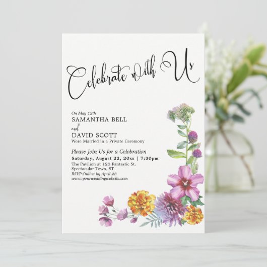 Invitation Célébrez avec nous Réception de fleurs sauvages à (Debout devant)