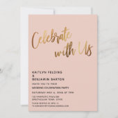 Invitation Célébrez avec nous Réception de mariage d'or Blush (Devant)