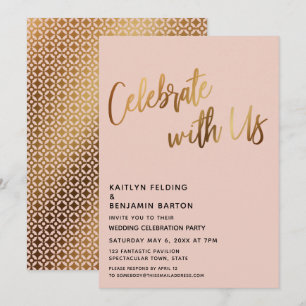 Invitation Célébrez avec nous Réception de mariage d'or Blush