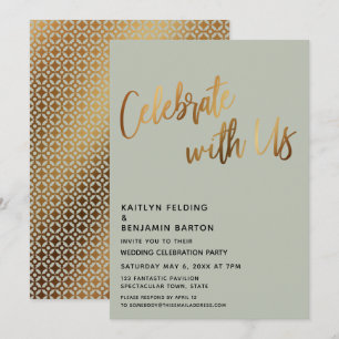 Invitation Célébrez avec nous Réception de mariage d'or Sage