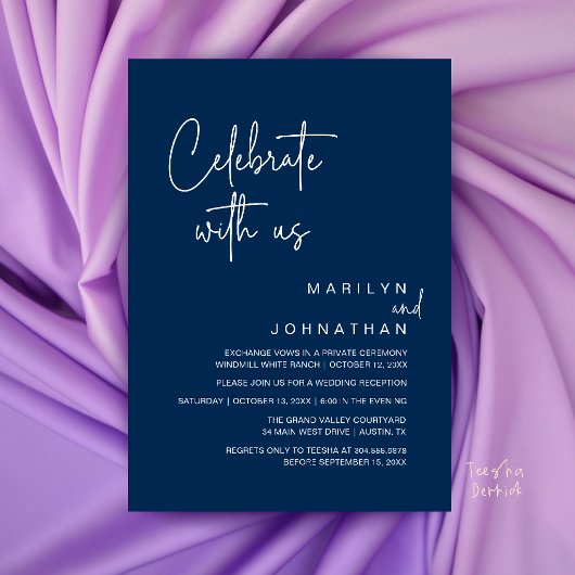 Invitation Célébrez avec nous, réception de mariage moderne