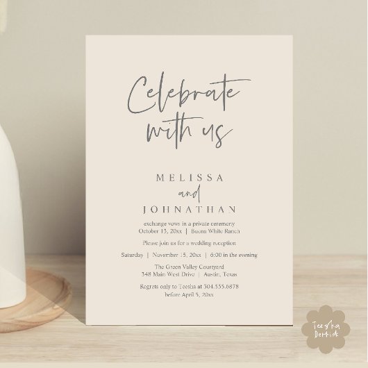 Invitation Célébrez avec nous, Réception de mariage moderne
