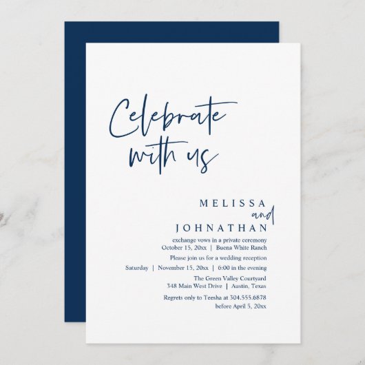 Invitation Célébrez avec nous, Réception de Mariage Moderne (Devant / Derrière)