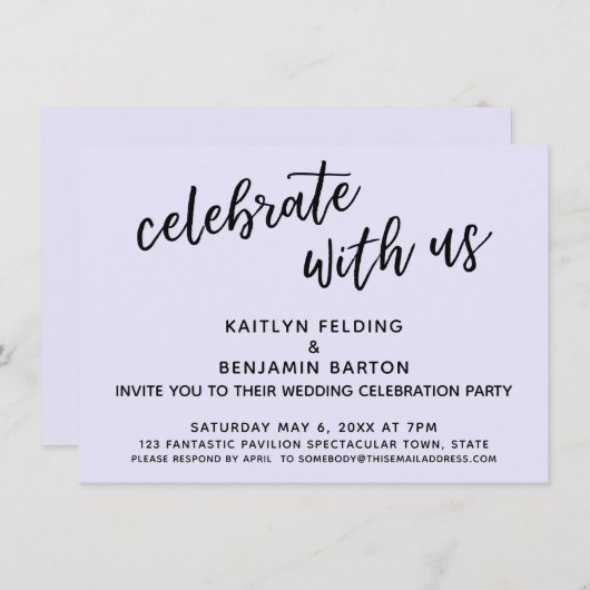 Invitation "Célébrez avec nous" Réception Décontractée Lavand (Devant / Derrière)