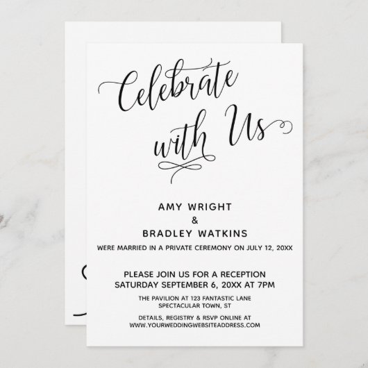 Invitation "Célébrez avec nous" Réception élégante après le m (Devant / Derrière)