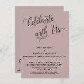 Invitation Célébrez avec nous Réception Élégante Rose Poussié (Devant / Derrière)