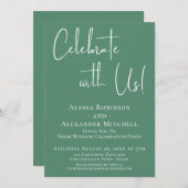 Invitation Célébrez avec nous ! Réception Moderne Pretty Gree (Devant / Derrière)