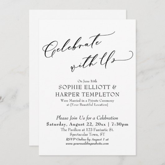 Invitation Célébrez avec nous Réception simple et élégante un (Devant / Derrière)