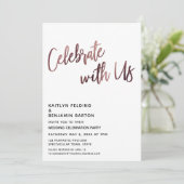 Invitation Célébrez Avec Nous Rose Gold Wedding Réception (Debout devant)