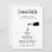 Invitation Célébrez Avec Nous Simple Champagne Noir & Blanc (Devant)