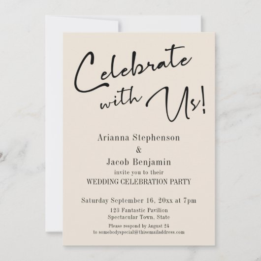 Invitation "Célébrez avec nous !" Simple Crème pour une fête  (Devant)