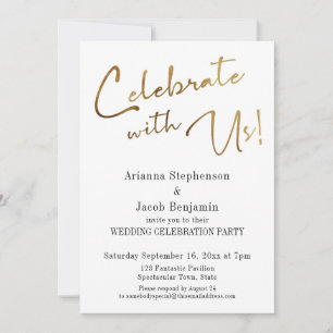 Invitation "Célébrez avec nous !" Simple fête de mariage en o