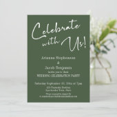 Invitation Célébrez avec nous ! Simple fête de mariage vert f (Debout devant)
