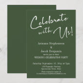 Invitation Célébrez avec nous ! Simple fête de mariage vert f (Devant / Derrière)