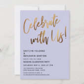Invitation Célébrez Avec Nous Simple Or Écriture Lavande (Devant)
