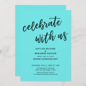 Invitation "Célébrez avec nous" Soirée de Mariage Aqua modern (Devant / Derrière)