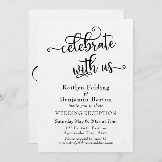 Invitation "Célébrez avec nous" Typographie Réception de mari (Devant / Derrière)