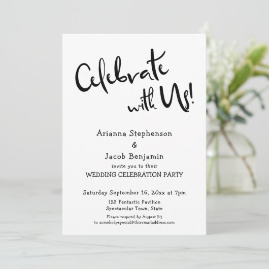 Invitation "Célébrez avec nous !" Une fête de mariage simple  (Debout devant)