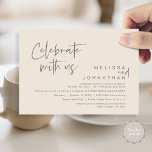Invitation Célébrez avec nous, Wedding Réception Cash Bar<br><div class="desc">Annoncez avec élégance votre bonheur à jamais avec notre moderne crème gris foncé mariage elopement bar de célébration cash bar et carte d'invitation pour adultes seulement, "Célébrez avec nous". Adaptée aux couples qui perpétuent leur histoire d'amour, cette invitation offre un équilibre parfait entre sophistication et charme, offrant le cadre d'un...</div>