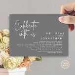 Invitation Célébrez avec nous, Wedding Réception Cash Bar<br><div class="desc">Annoncez avec élégance votre bonheur à jamais avec notre bar à encaisse moderne à thème gris foncé pour la célébration de l'élévation mariage et carte d'invitation pour adultes seulement, "Célébrez avec nous". Adaptée aux couples qui perpétuent leur histoire d'amour, cette invitation offre un équilibre parfait entre sophistication et charme, offrant...</div>