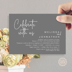 Invitation Célébrez avec nous, Wedding Réception Cash Bar