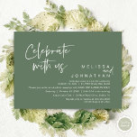 Invitation Célébrez avec nous, Wedding Réception Cash Bar<br><div class="desc">Annoncez avec élégance votre bonheur toujours après avec notre moderne forêt de sauge vert thème mariage elopement bar argent et carte d'invitation pour adultes seulement, "Célébrez avec nous". Adaptée aux couples qui perpétuent leur histoire d'amour, cette invitation offre un équilibre parfait entre sophistication et charme, offrant le cadre d'un événement...</div>