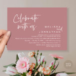 Invitation Célébrez avec nous, Wedding Réception Cash Bar<br><div class="desc">Annoncez avec élégance votre bonheur à jamais avec notre moderne rose rose thème mariage elopement moderne argent bar et carte d'invitation pour adultes seulement, "Célébrez avec nous". Adaptée aux couples qui perpétuent leur histoire d'amour, cette invitation offre un équilibre parfait entre sophistication et charme, offrant le cadre d'un événement inoubliable....</div>