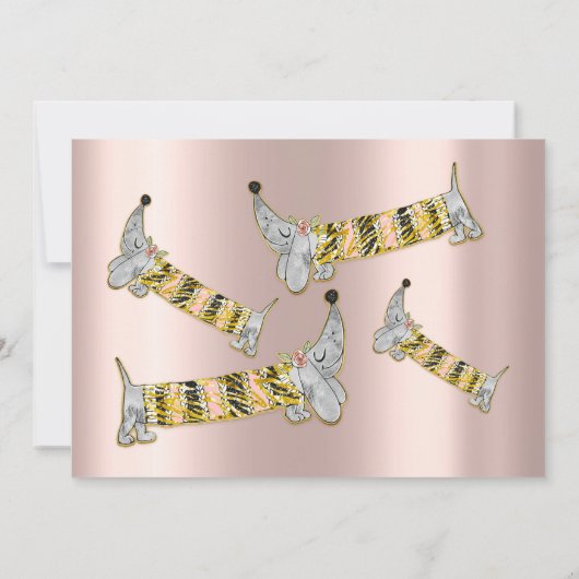 Invitation Célébrez en style avec Rose mignon chien Sweet 16e (Dos)