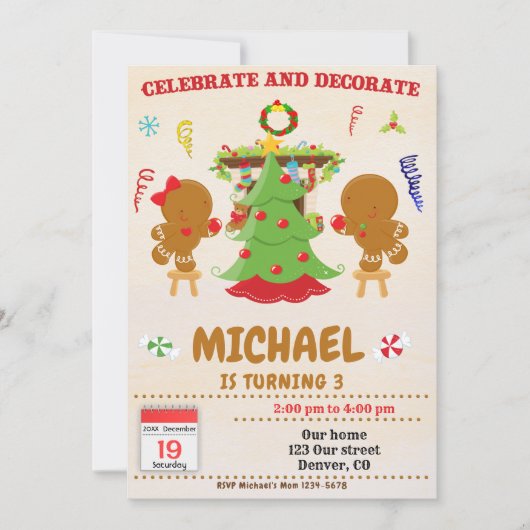 Invitation Célébrez et décorez l'invitation de Noël (Devant)