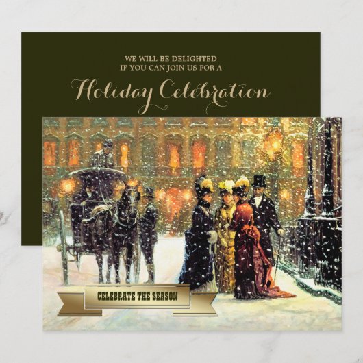 Invitation Célébrez la saison. Fête de l'Art vintage (Devant / Derrière)