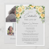 Invitation Célébrez la vie de 4 photos Funérailles de rose ja (Devant / Derrière)