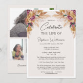 Invitation Célébrez la vie de la photo Funérailles florales d (Devant / Derrière)