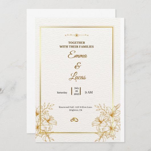 Invitation Célébrez l'amour avec ce mariage élégant (Devant / Derrière)